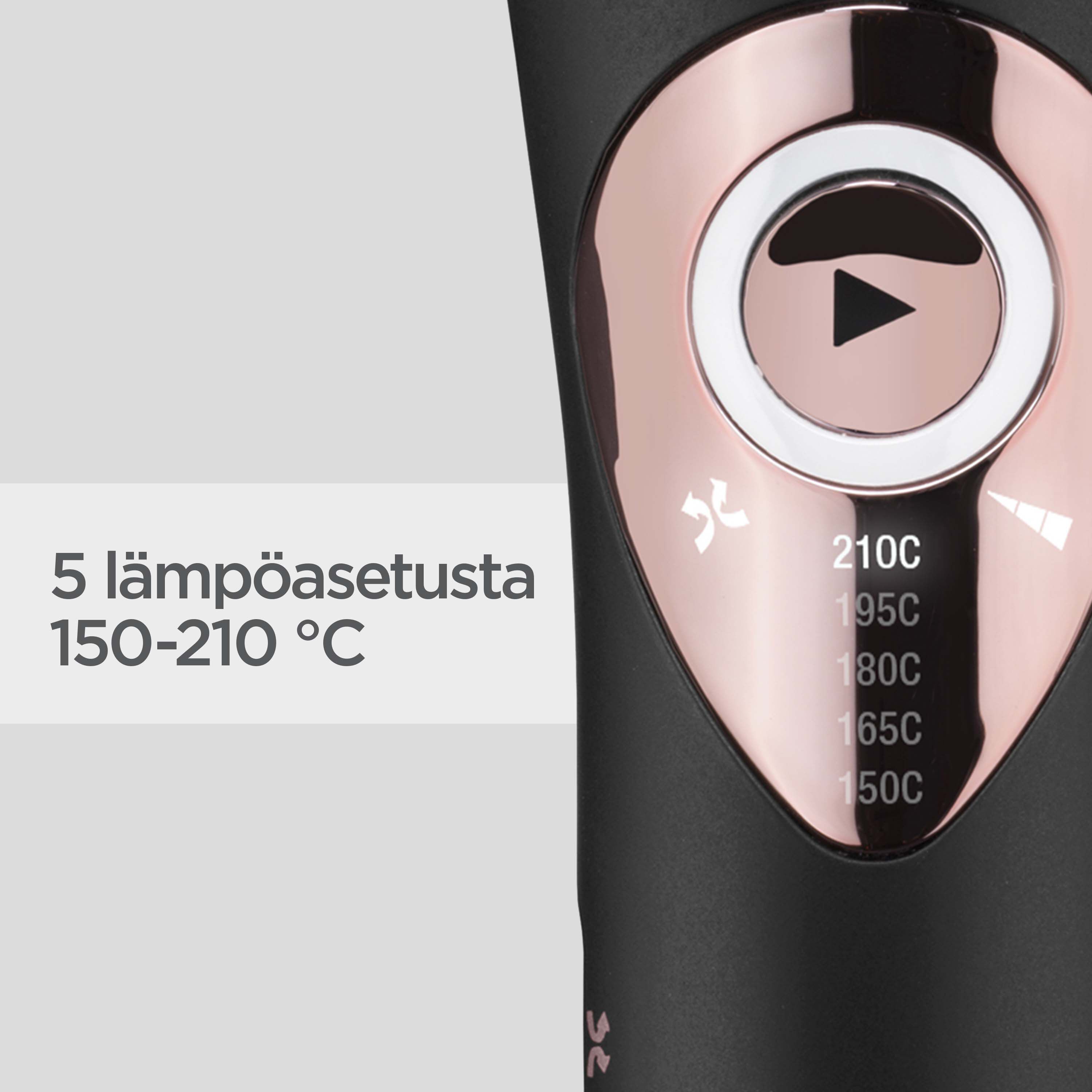 5 l&auml;mp&ouml;asetusta 150-210 &deg;C